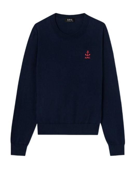 A.P.C. Blue Logo-Appliqué Sweatshirt