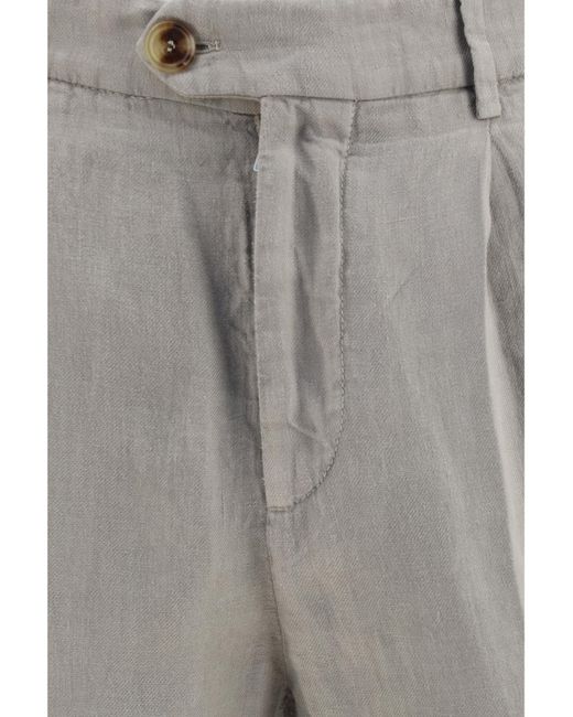Brunello Cucinelli Gray Garment-Dyed Trousers for men