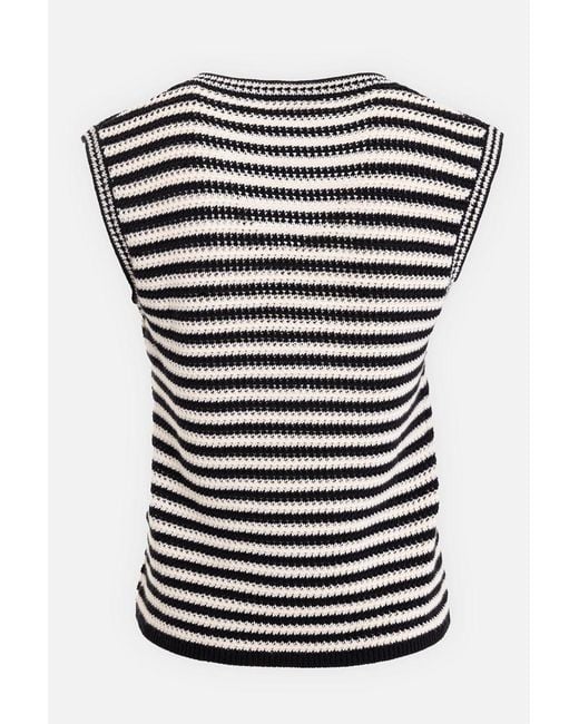 Anine Bing Black Lowen Striped V-Neck Vest