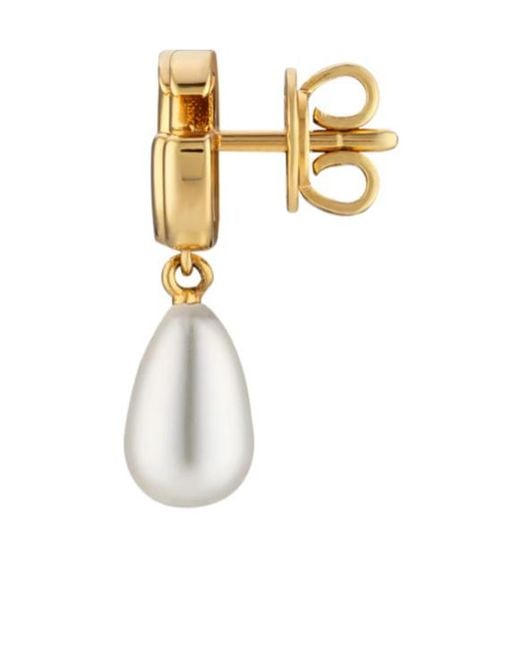 Gucci Metallic Gg Marmont Pearl Detailed Earrings