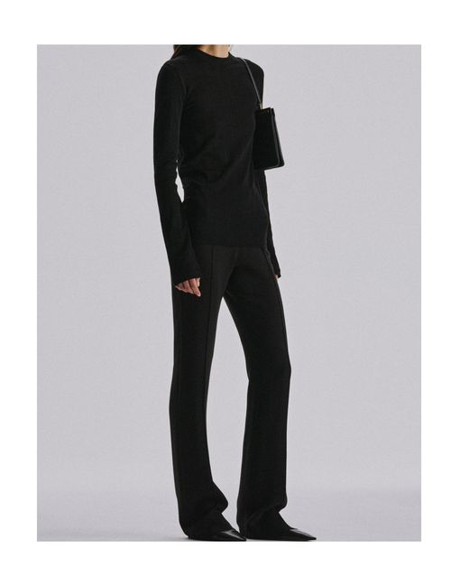 The Row Black Dantea Ribbed-Knit Long-Sleeve Top