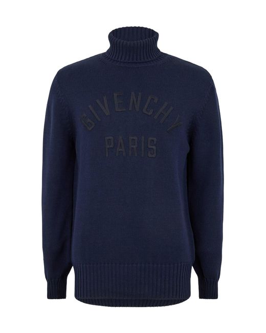 Givenchy Blue High-Neck Knit Sweater for men