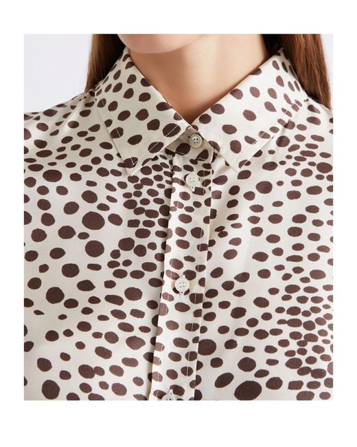 Marella White Printed Silk Twill Shirt