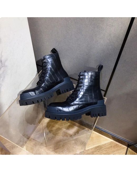 Balenciaga Black Stivaletti Strike 20 Mm Lace-Up Da Donna