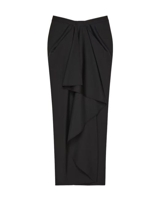Givenchy Black Draped Wrap Midi Skirt