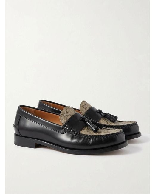 Gucci Black Tassel-Detail Gg Canvas Loafers for men
