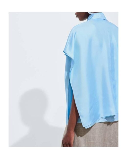 Bottega Veneta Blue Silk Twill Shirt