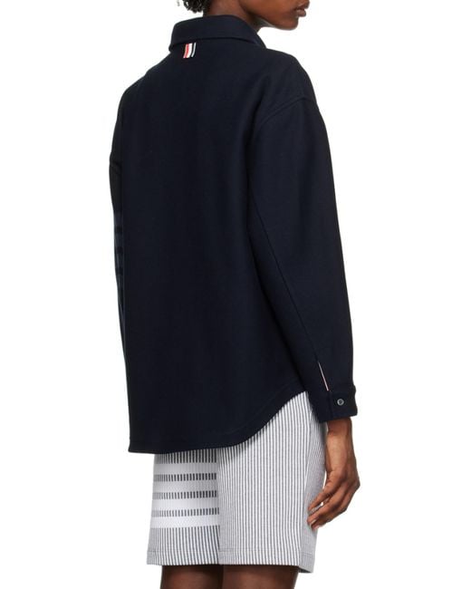Thom Browne Blue Two-Tone 4-Bar Mini Dress