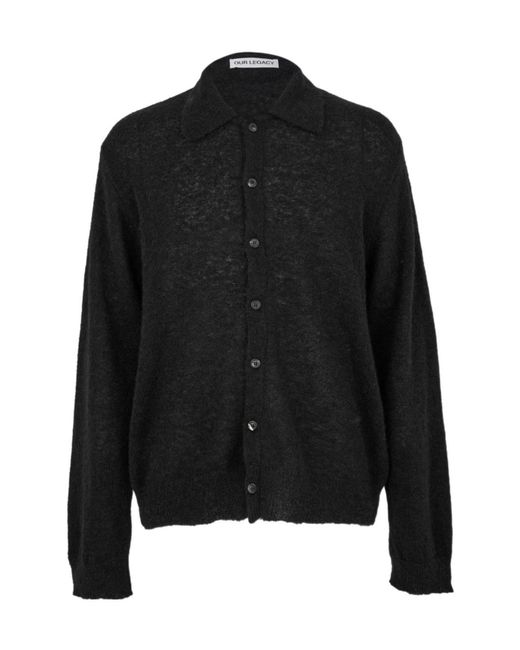 Our Legacy Black Button-Down Polo Shirt for men