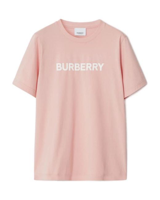 Burberry Pink Logo Printed Crewneck T-Shirt