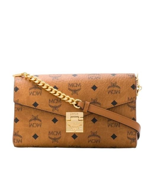 MCM Brown Monogram-Print Shoulder Bag