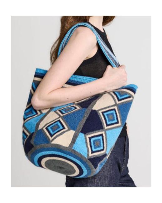 J.W. Anderson Blue Jw Anderson Pattern-Intarsia Knitted Tote Bag