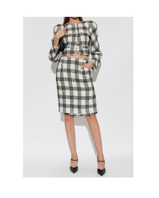 Vetements Multicolor Checked Cropped Tweed Blazer