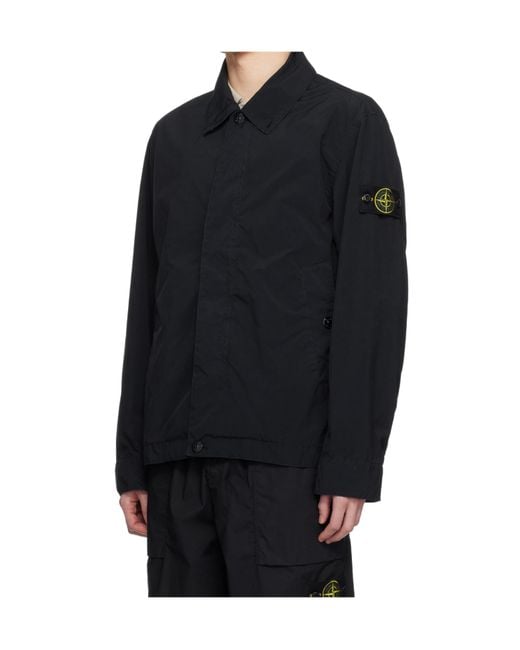 Stone Island Blue Touch Poly-Tc Logo Patch Jacket for men