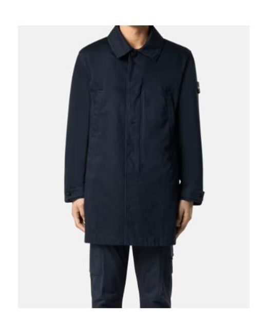 Stone Island Blue Compass-Badge Button-Up Coat for men