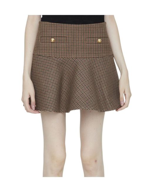 Céline Brown A Thousand Bird Checkered Skirt
