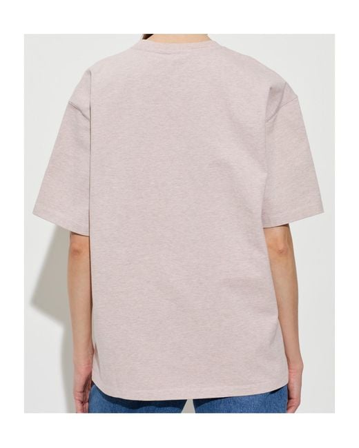 Ganni Pink Logo-Appliqué T-Shirt