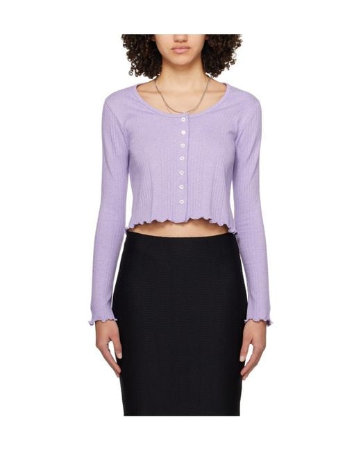 A.P.C. Purple Lettuce Rimmed Knitted Cardigan