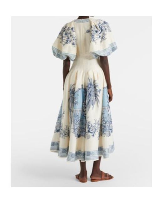 ALÉMAIS White Villa Romantica Linen-Blend Midi Dress