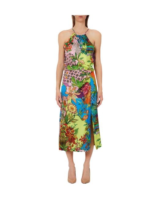 Liu Jo Green Halterneck Floral Print Dress