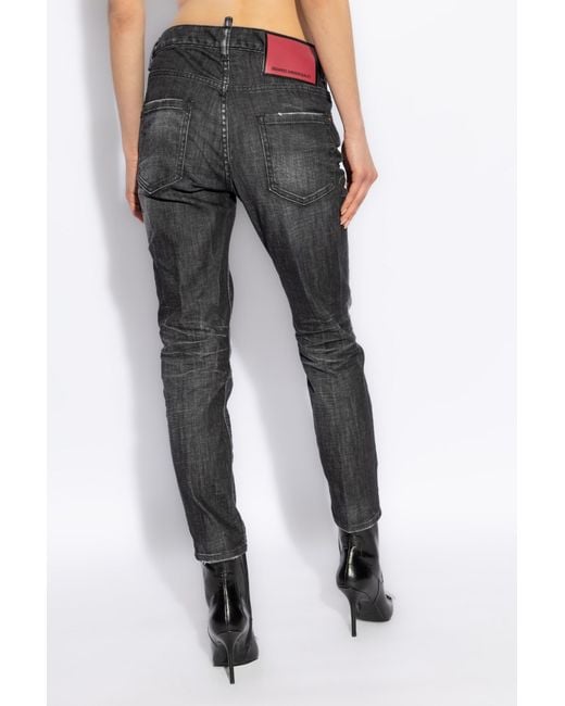 DSquared² Gray Cool Straight-Leg Distressed Jeans