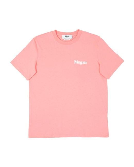 MSGM Pink Logo Short-Sleeved T-Shirt