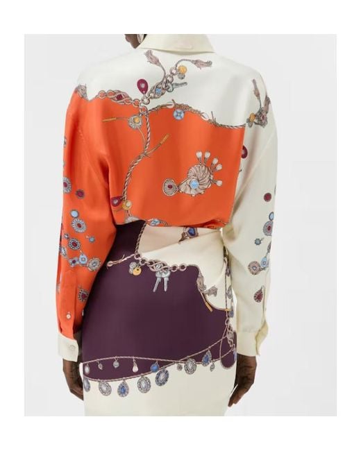 Versace Red Printed Silk Twill Shirt