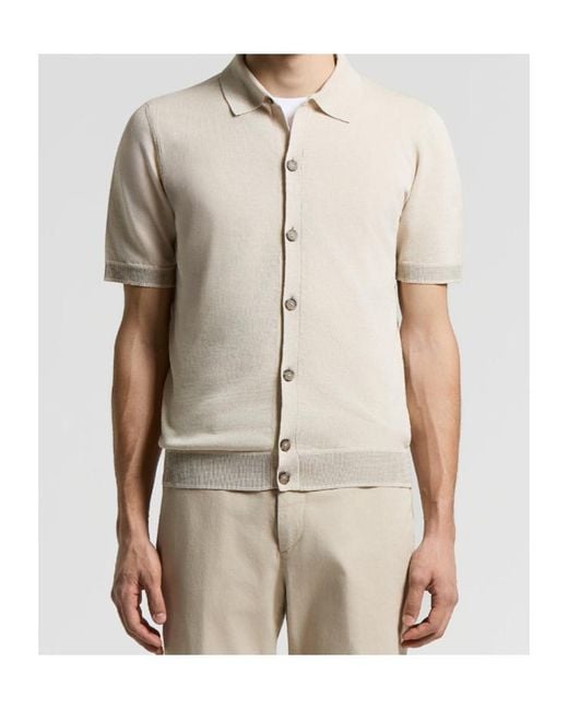 Peserico Natural Short-Sleeved Knitted Shirt for men