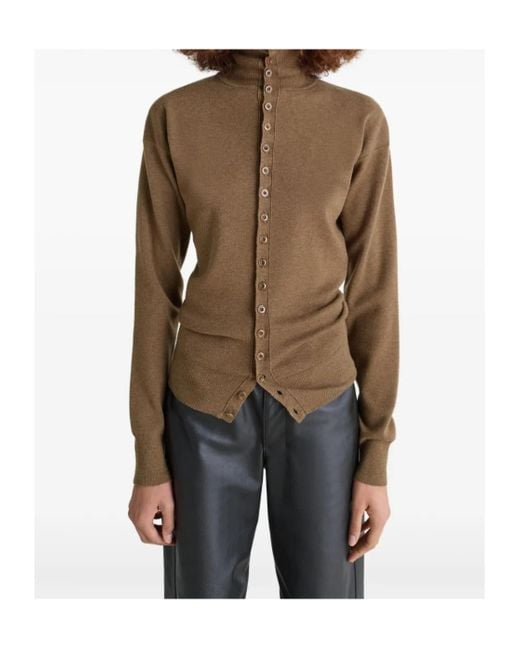Lemaire Brown Turtleneck Buttoned Cardigan
