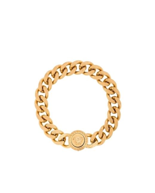 Versace Metallic Medusa Clasp Curb Chain Bracelet for men