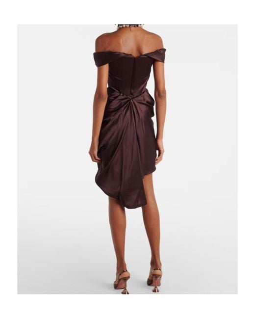 Vivienne Westwood Brown Nova Cora Asymmetric Satin Minidress