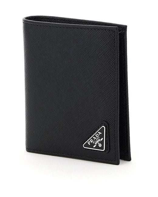 Prada Black Triangle Logo Bifold Wallet for men