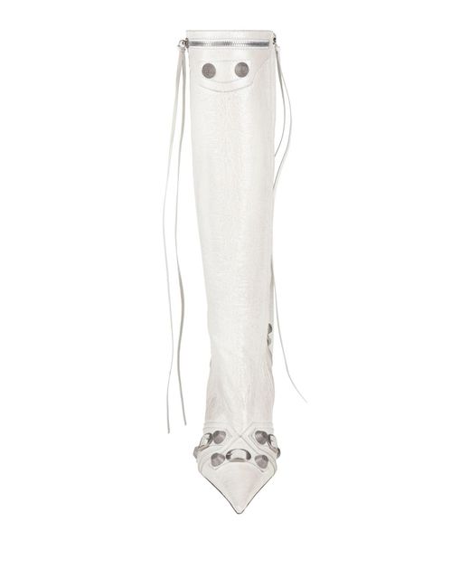Balenciaga White Leather Boots