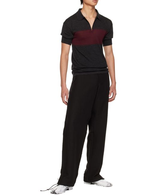 Maison Margiela Black Two-Toned Knitted Polo Shirt for men