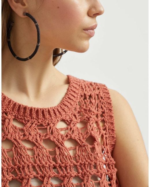 Brunello Cucinelli White Open-Knit Top