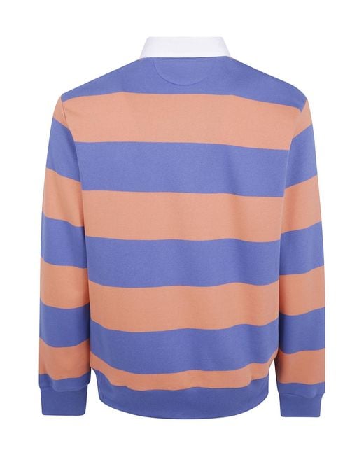 Polo Ralph Lauren Blue Logo Embroidered Striped Polo Shirt for men