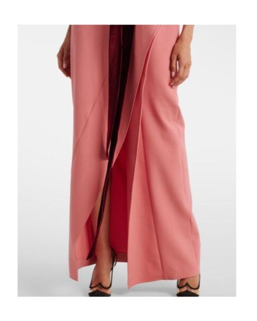Oscar de la Renta Pink Off-Shoulder Wool-Blend Gown