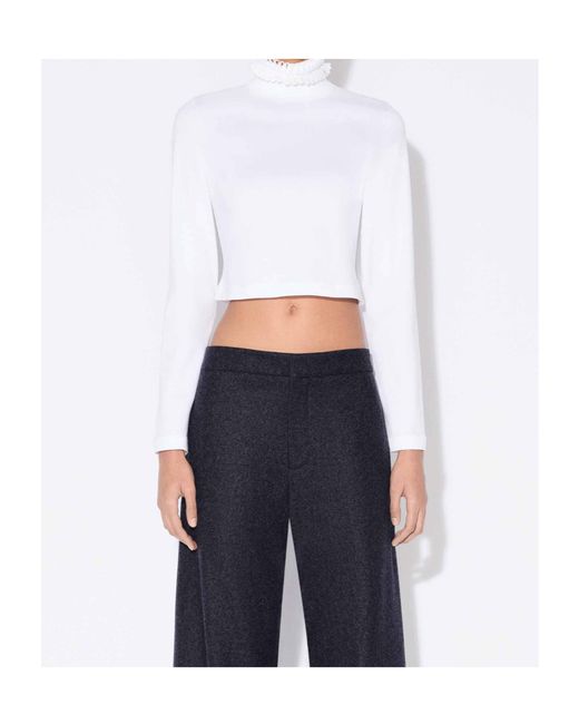 Alaïa White Alaïa Cropped T-Shirt