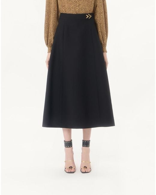 Valentino Black Crepe Couture Midi Skirt