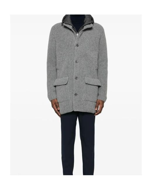 Herno Gray Double-Layer Coat for men
