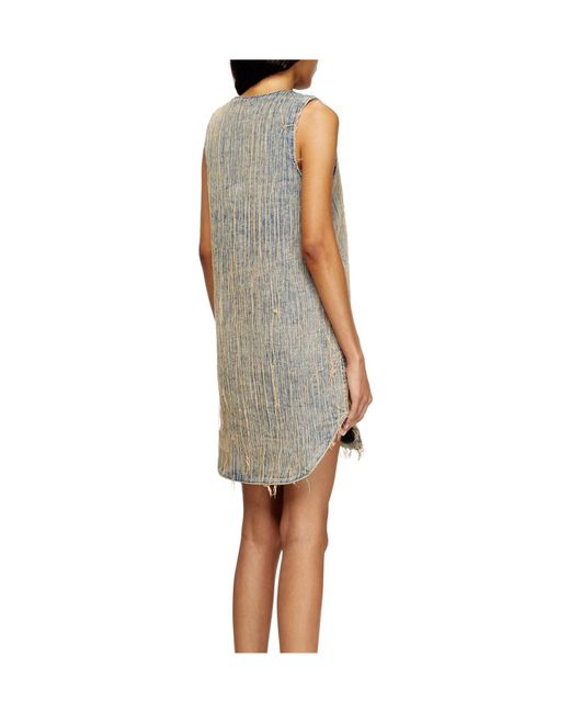 DIESEL Gray De-Laris-Dress-S2 Distressed Denim Dress