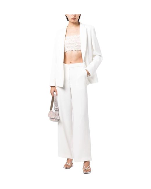 P.A.R.O.S.H. White Mid-Rise Straight-Leg Trousers