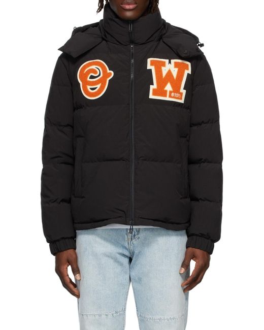 Off-White c/o Virgil Abloh Black Zip-Up Long-Sleeved Puffer Coat for men