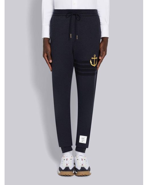 Thom Browne Blue Anchor Embroidered Trackpants for men
