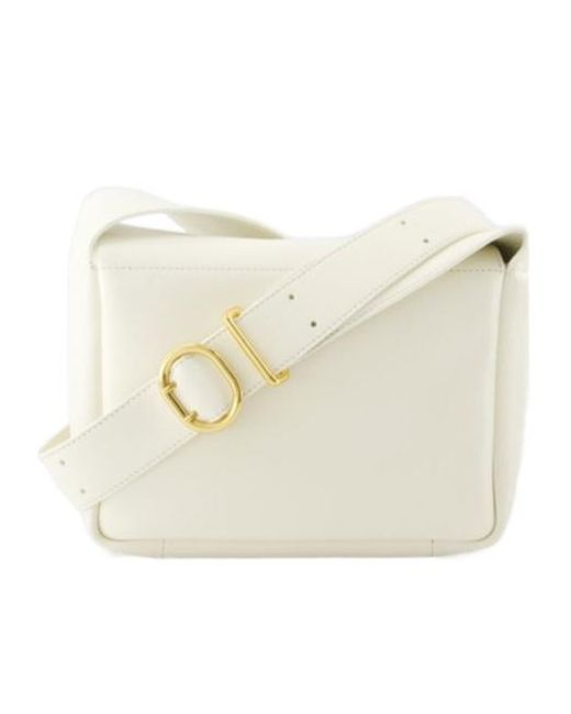 Jil Sander White Logo Detailed Zip-Up Shoulder Bag