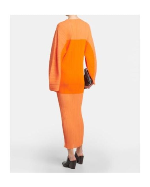 Stella McCartney Orange Pleated Midi Dress