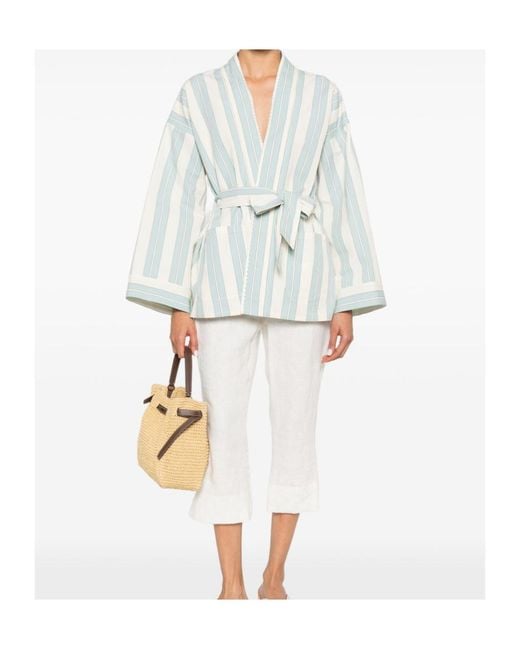 Forte_forte Blue Striped Wrap Jacket