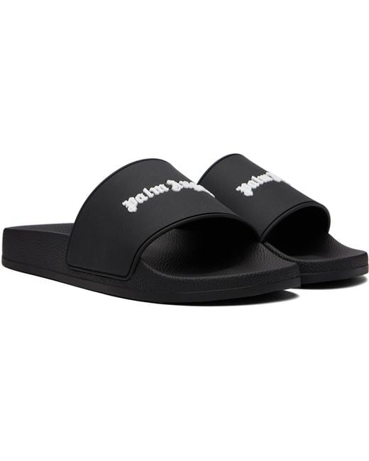 Palm Angels Black Classic Logo Slippers for men