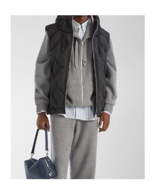 Fendi Black Ff-Jacquard Hooded Gilet for men