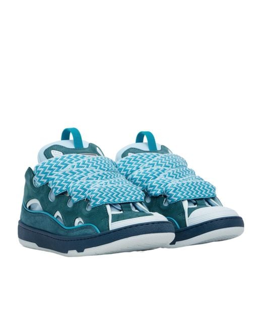 Lanvin Blue Bicolor Curb Sneakers for men